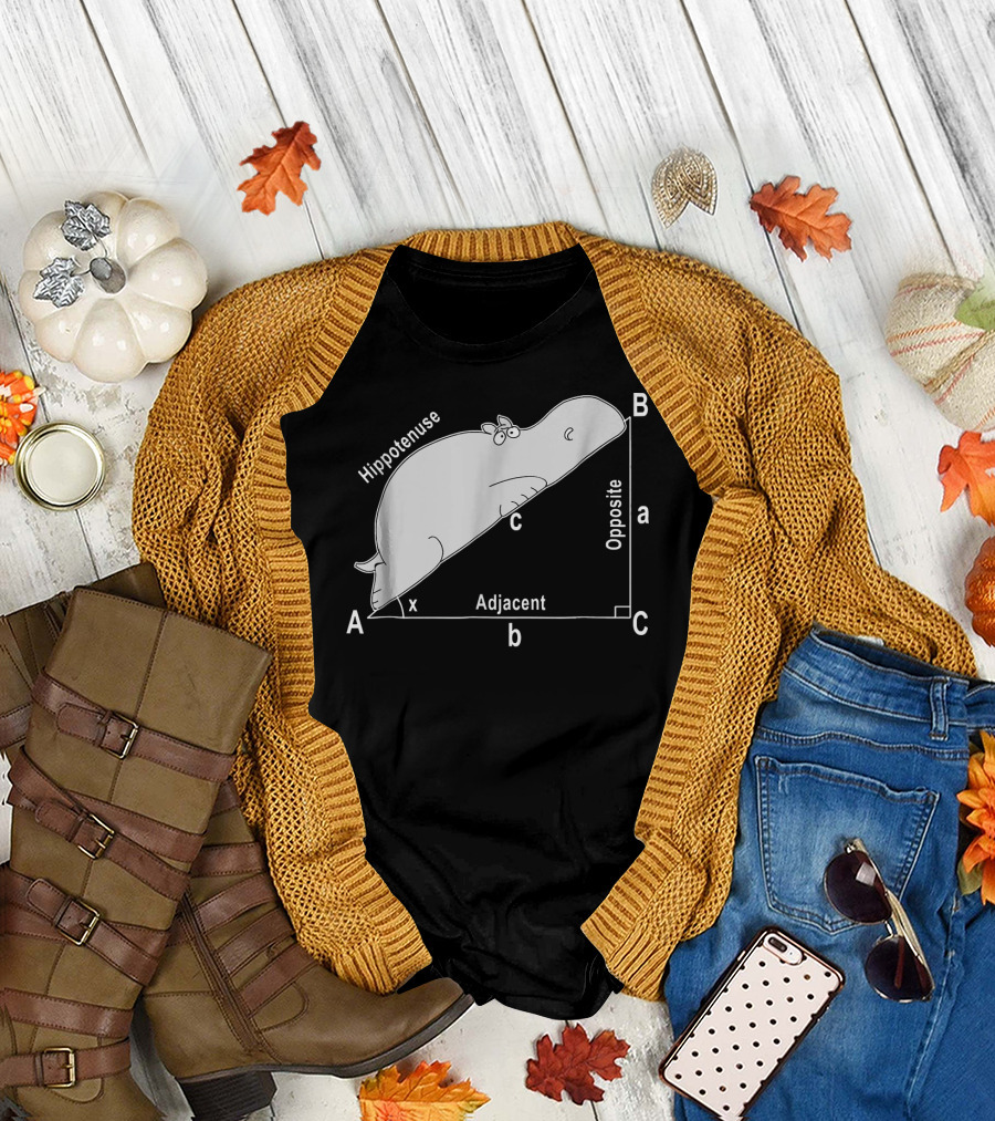 Hippo Math Analytical Hypotenuse Funny Sarcasm T-Shirt