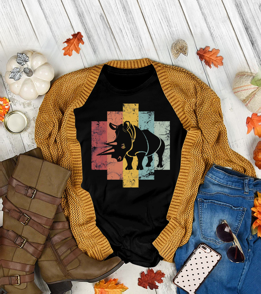 Retro Vintage Rhino Lover T-Shirt