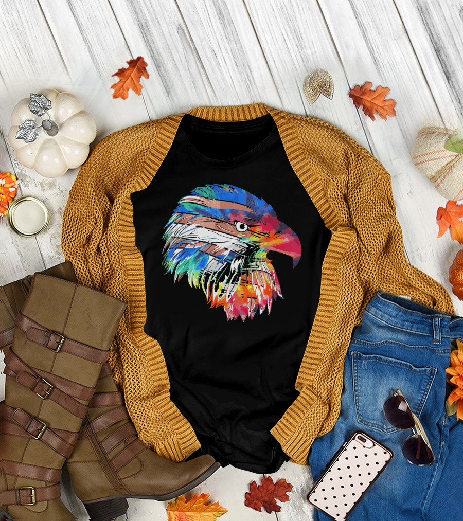 Tie Dye Eagle Multicolor Head T-Shirt