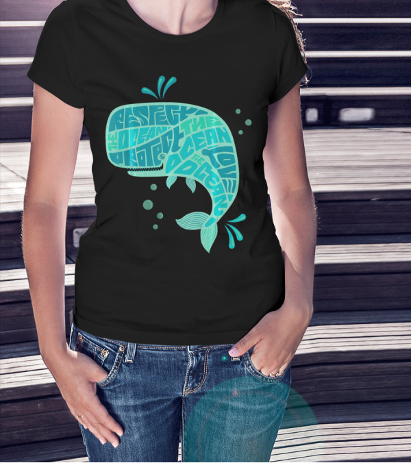 Respect Protect The Ocean Love Cute Whale T-Shirt