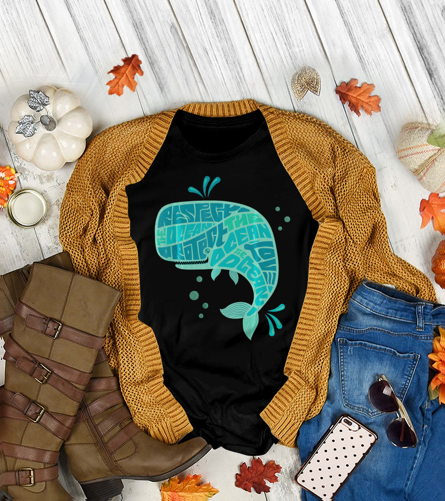 Respect Protect the Ocean Love Cute Whale T-Shirt