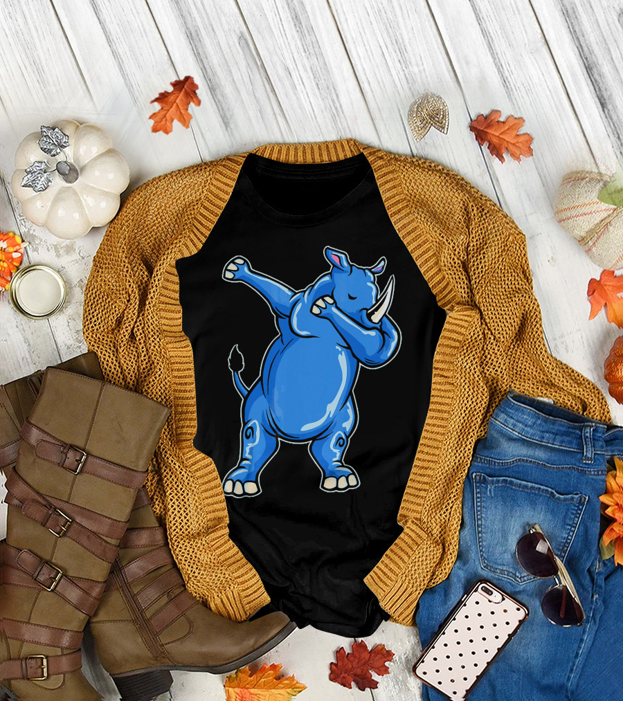 Rabbit Rhino Kids Rhino Youth Dabbing Blue Rhino T-Shirt