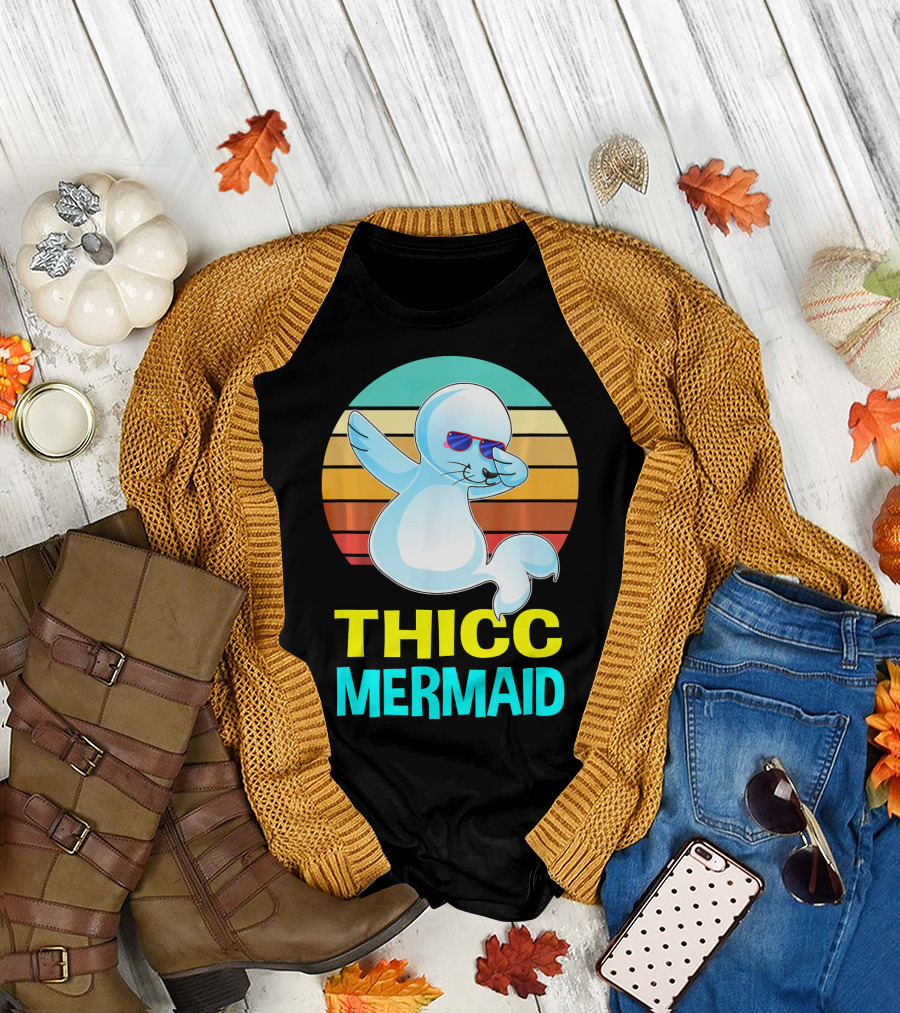THICC Mermaid Seal Funny T-Shirt