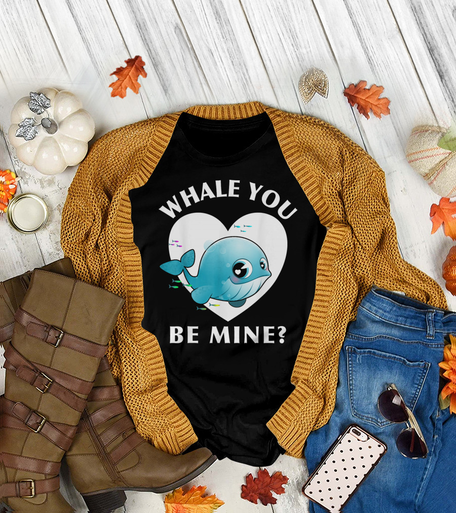 Whale You Be Mine Valentine's Day Cute Whale Heart T-Shirt