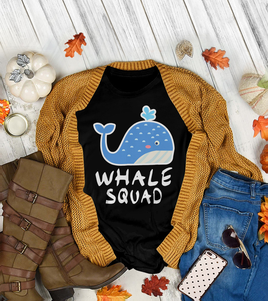 Whale Squad Cute Swim Free Sea Love Adul Whale Squad T-Shirt