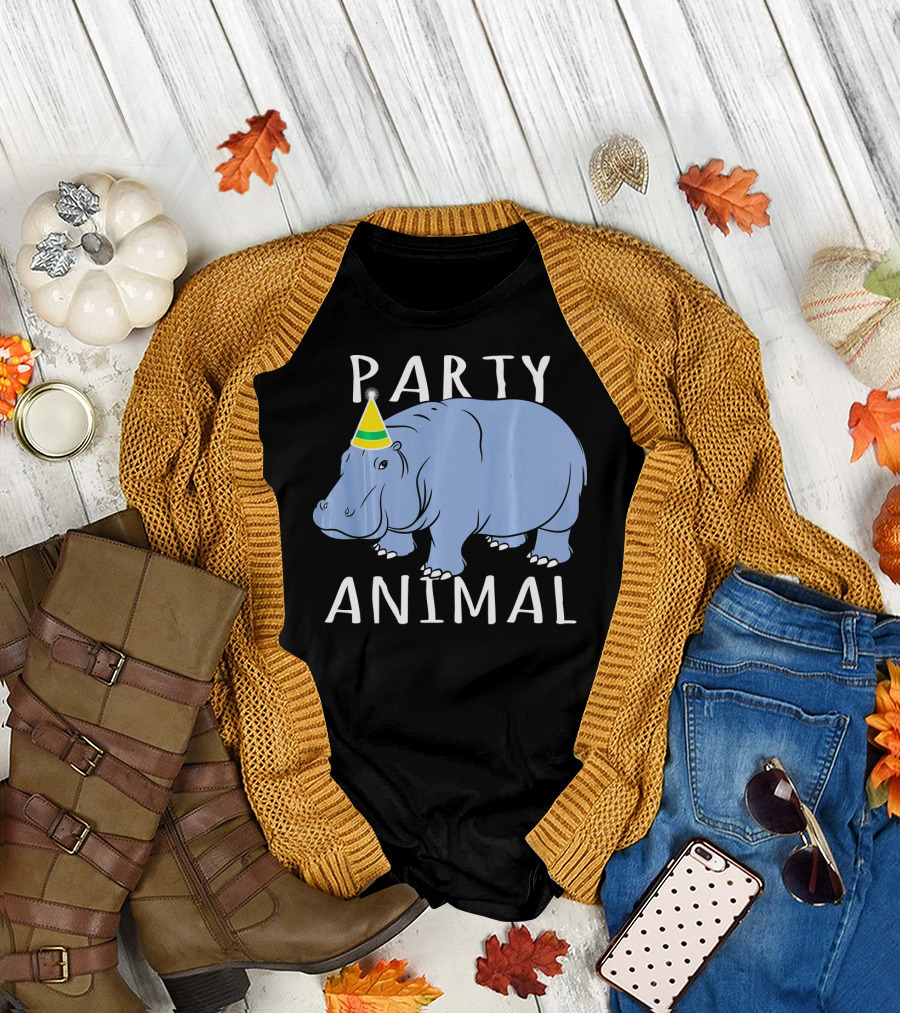 Party Animal Hippopotamus Birthday Hat T-Shirt