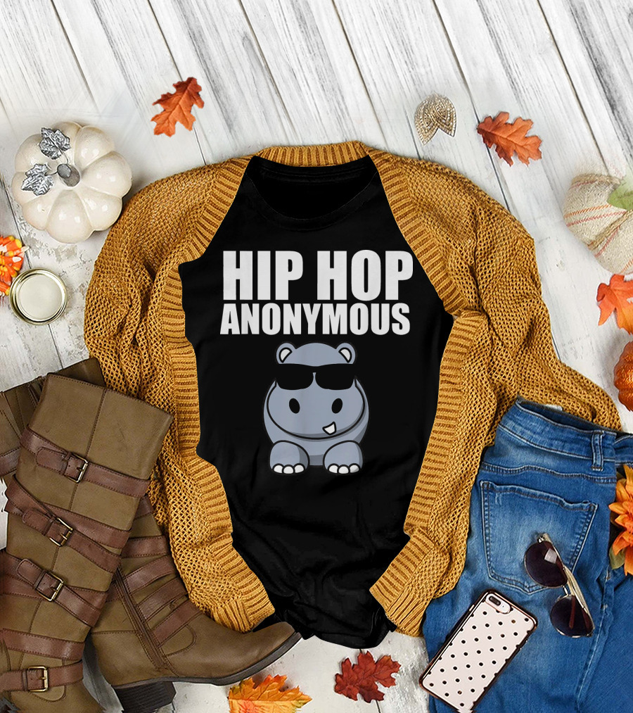 Sarcastic Funny Hip Hop Anonymous Cool Sunglasses Hippo T-Shirt