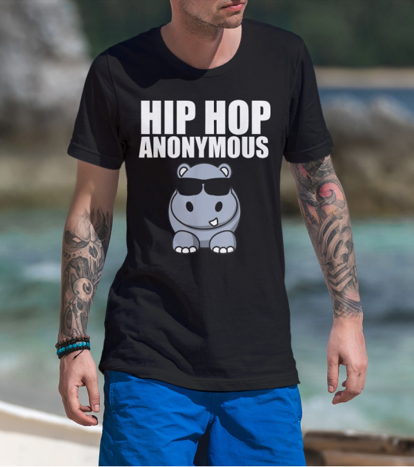 Sarcastic Funny Hip Hop Anonymous Cool Sunglasses Hippo T-Shirt