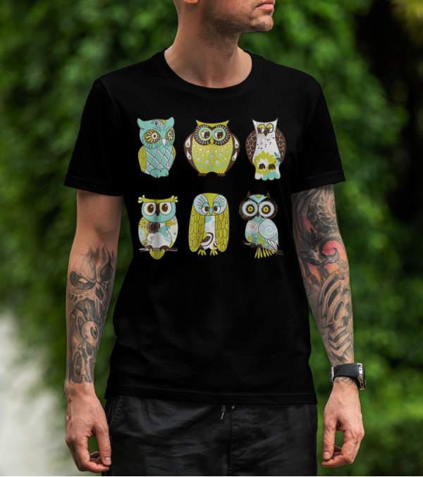 Cute Owl Pattern Collection T-Shirt