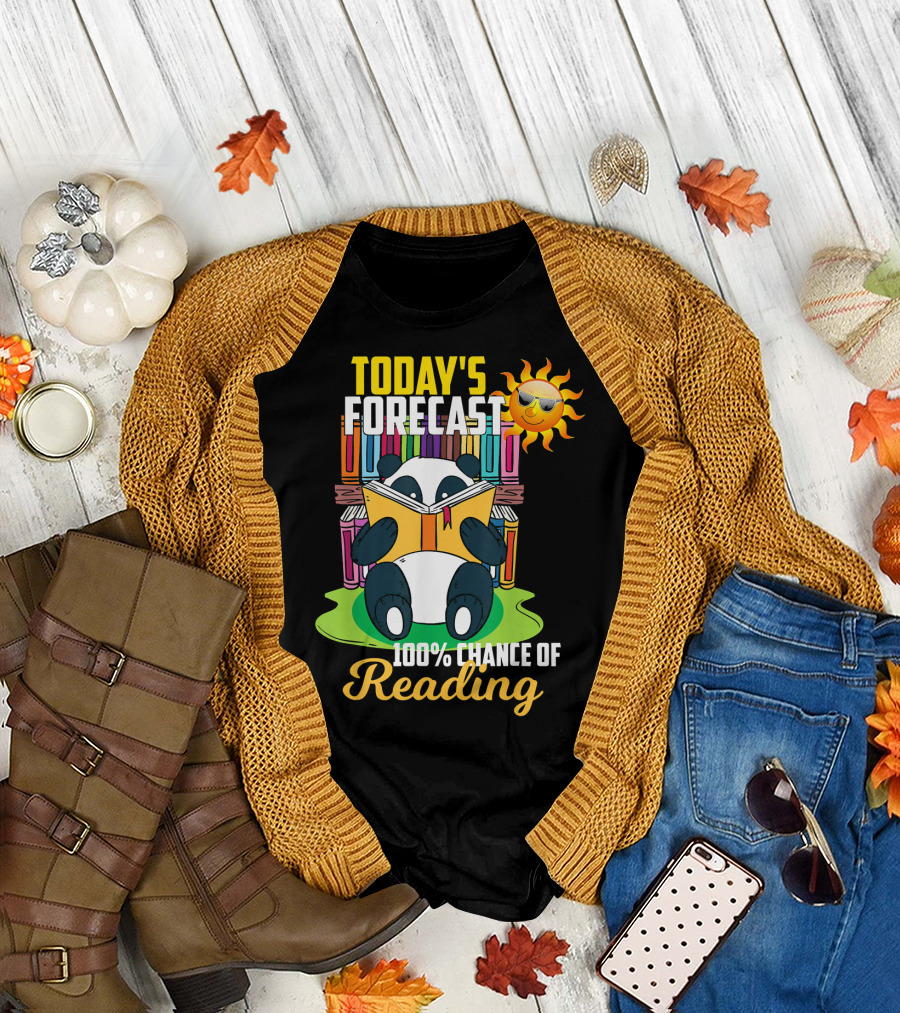 Today's Forecast 100% Chance of Reading Panda T-Shirt
