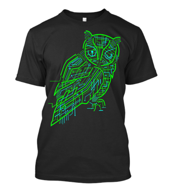Binary AI Circuit Owl Electric Game T-Shirt