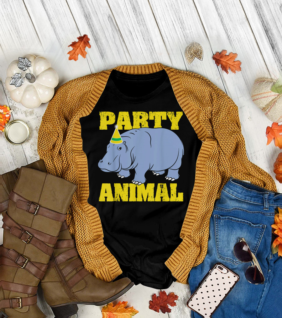 Party Animal Hippopotamus Birthday T-Shirt