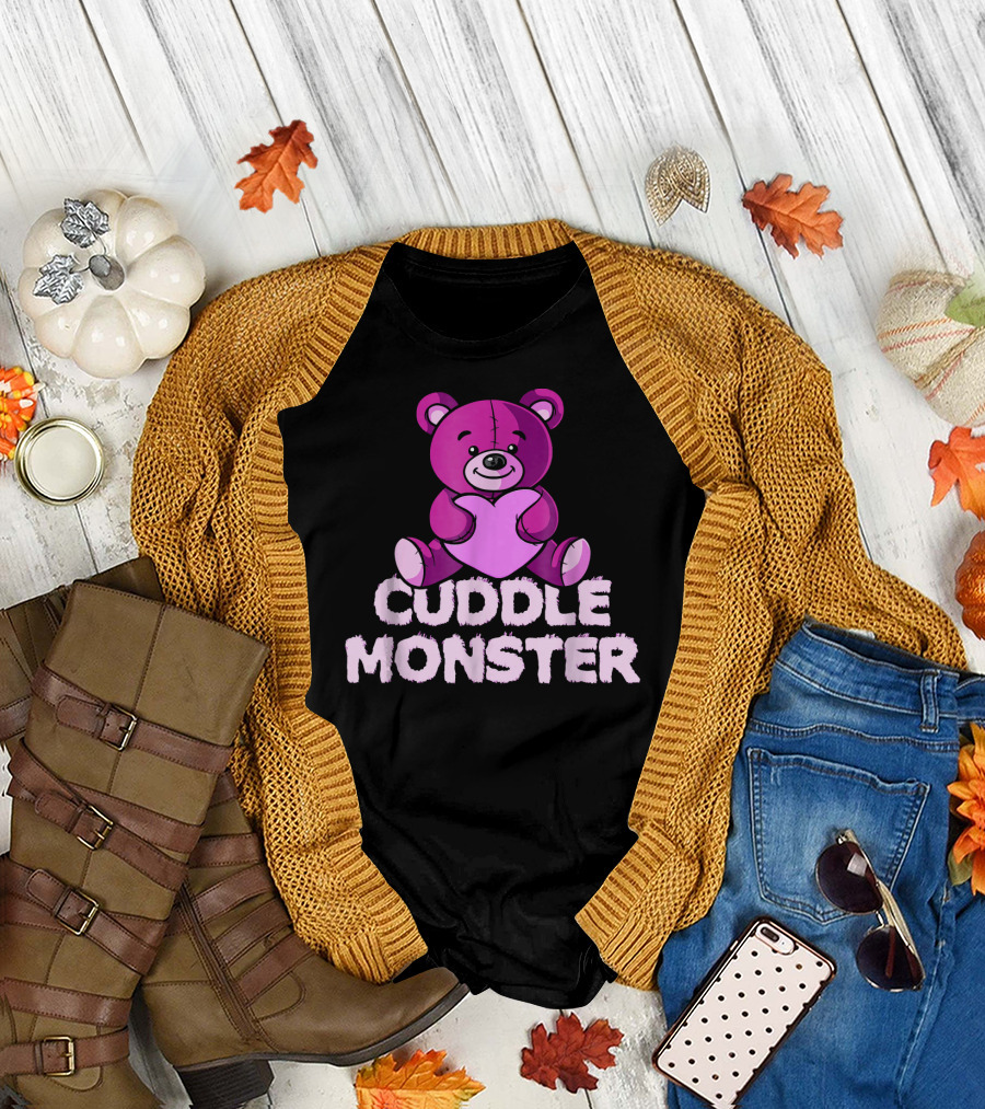 Cuddle Monster Cute Teddy Bear Hugging Heart T-Shirt