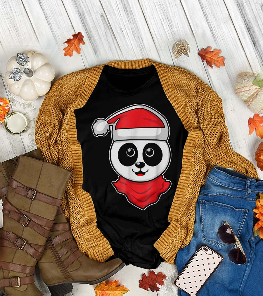 Christmas Panda Santa Hat Holiday Vacation T-Shirt