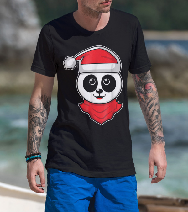 Christmas Panda Santa Hat Holiday Vacation T-Shirt