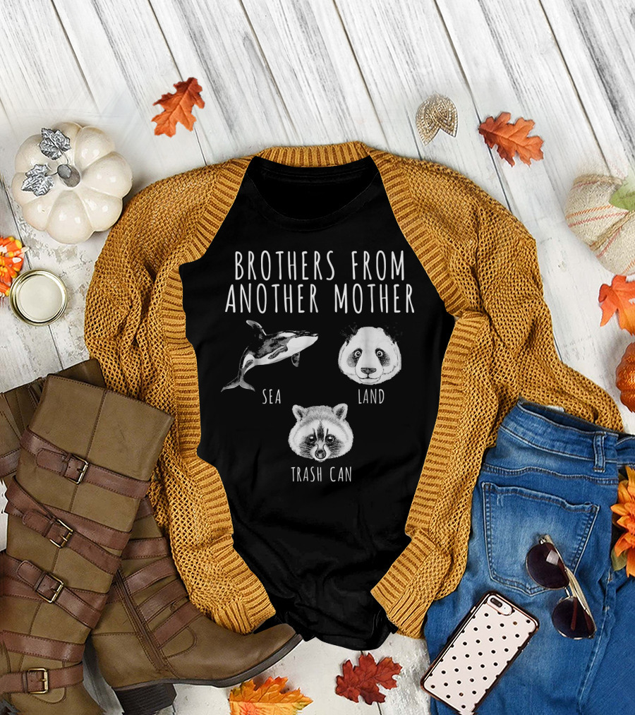 Brothers From Another Mother Orca Sea Panda Land Raccoon Trash Can T-Shirt