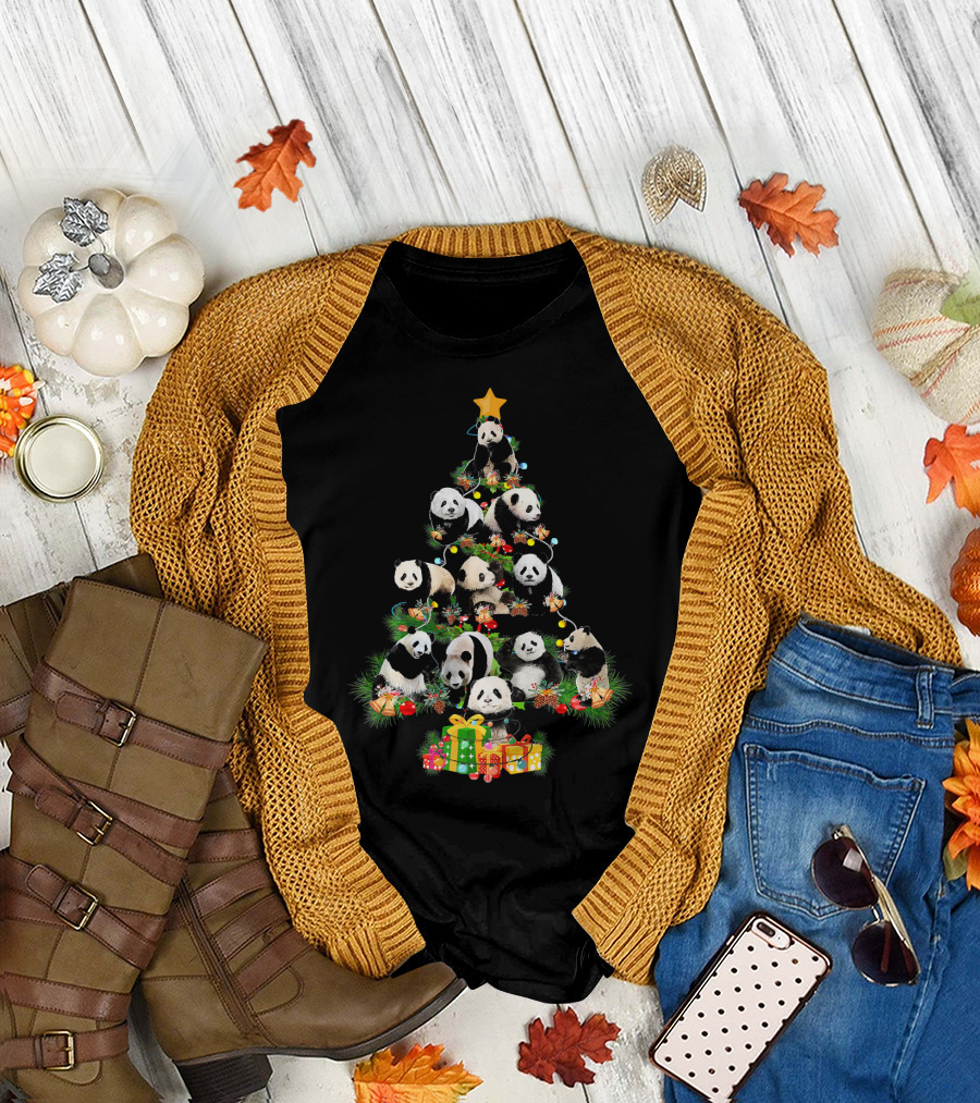 Funny Panda Christmas Tree Holiday Gifts Panda Lover T-Shirt