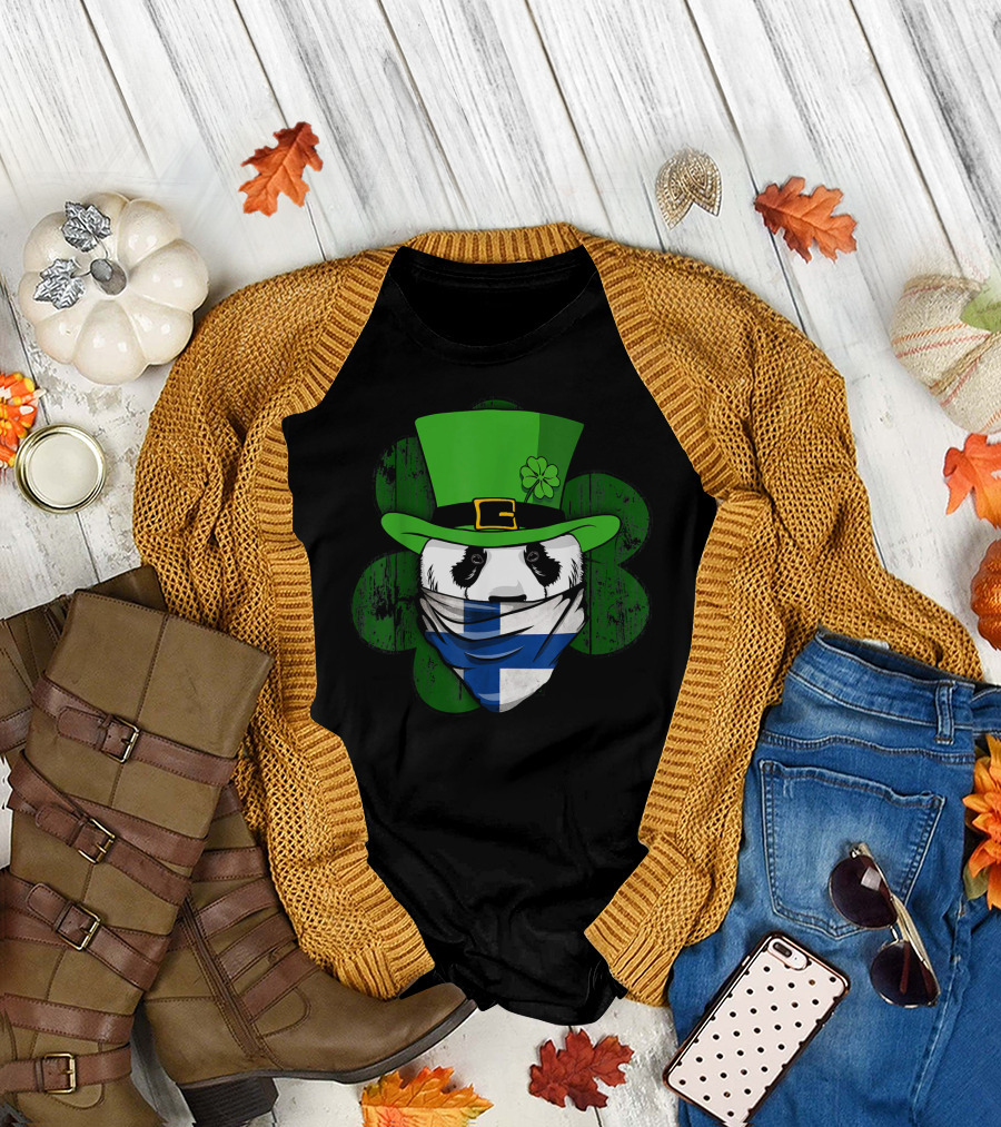 Finn Panda Irish Bandana Shamrock Green Hat T-Shirt
