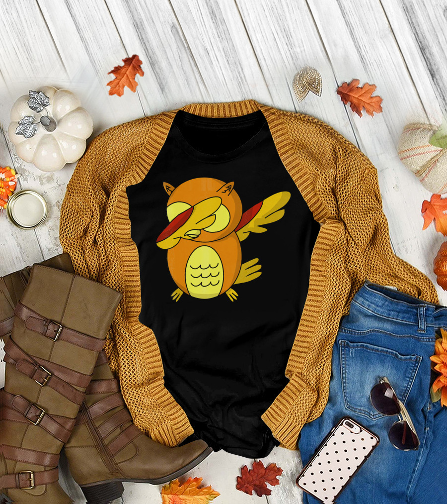 Dabbing Owl Cute Novelty Dabbi Funny Bird Dance T-Shirt
