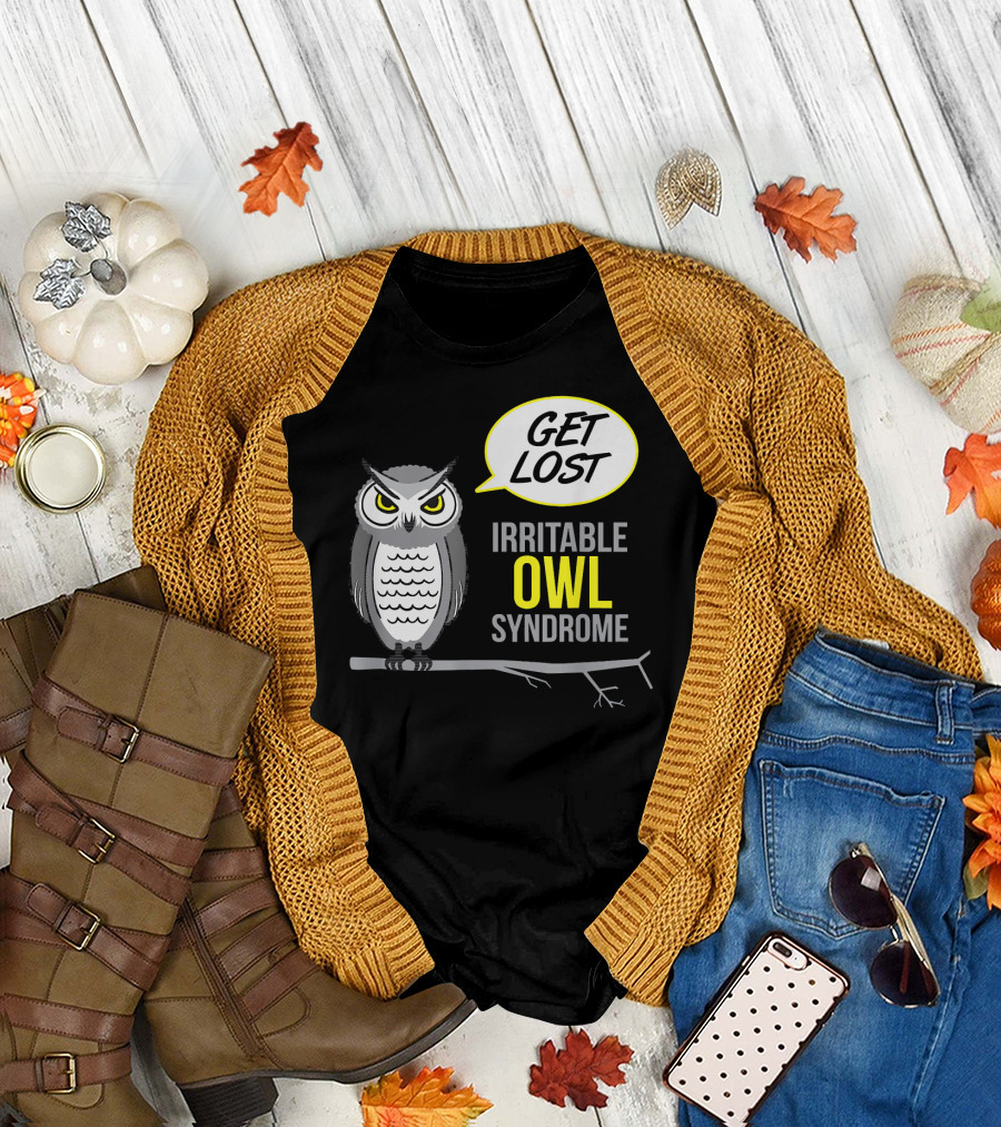 Irritable Owl Syndrome Get Lost Crabby Anim Funny T-Shirt