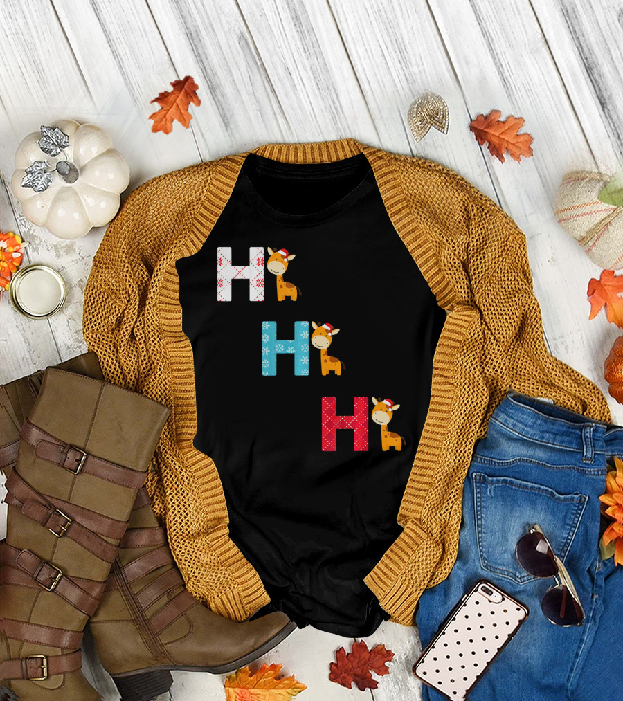 Ho Ho Ho Giraffe Santa Christmas T-Shirt