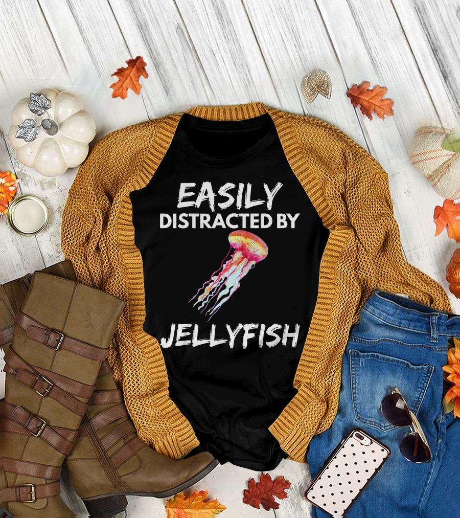 Easily Distracted By Colorful Jellyfish T-Shirt
