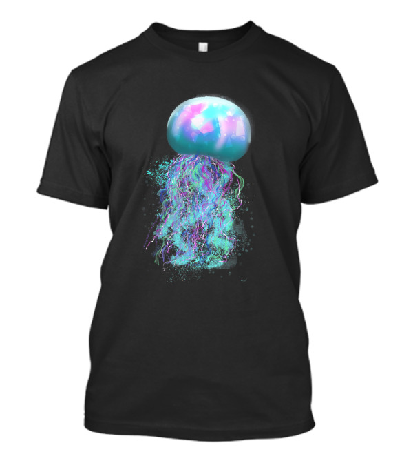 Jellyfish Neon Glow Aqua Pink Ripple Effect T-Shirt