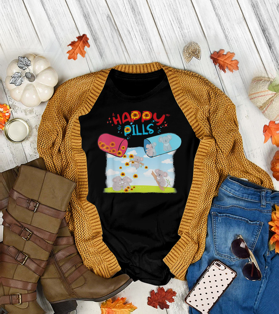 HAPPY PILLS KOALA SUNFLOWERS AND CLOUDS T-Shirt