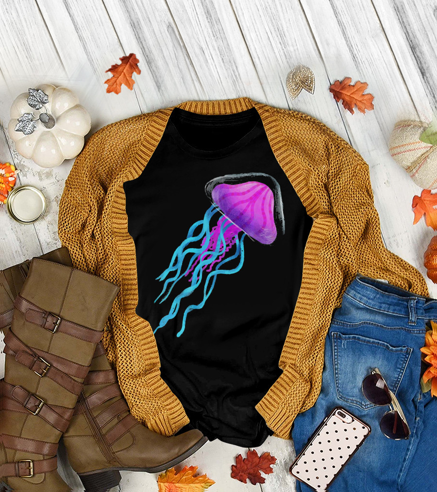 Jellyfish Vibrant Colors Ocean Aquarium Beach T-Shirt