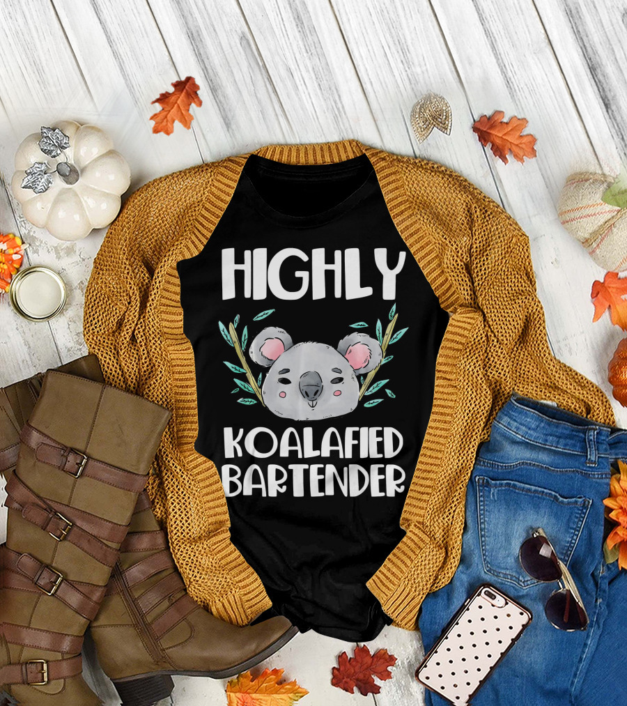 Highly Koalafied Bartender Cute Koala T-Shirt