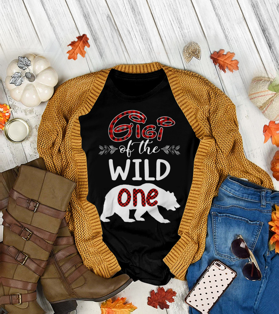 Gigi Of The Wild One Buffalo Plaid Bear Birthday Pajama T-Shirt