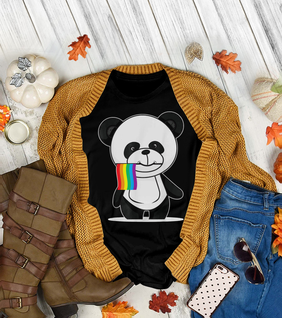 Gay Pride Bear Panda Rainbow Flag T-Shirt