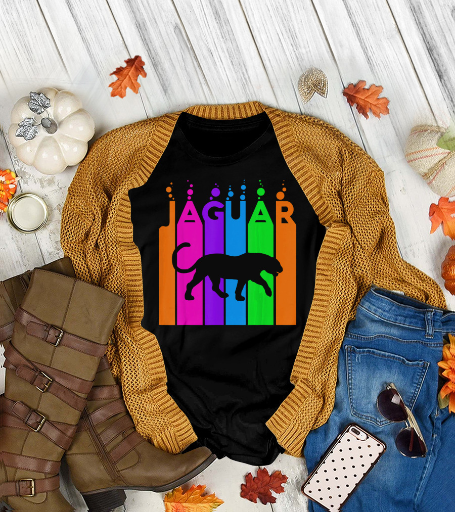 Jaguar Rainbow Bubble Silhouette Animal Lover T-Shirt