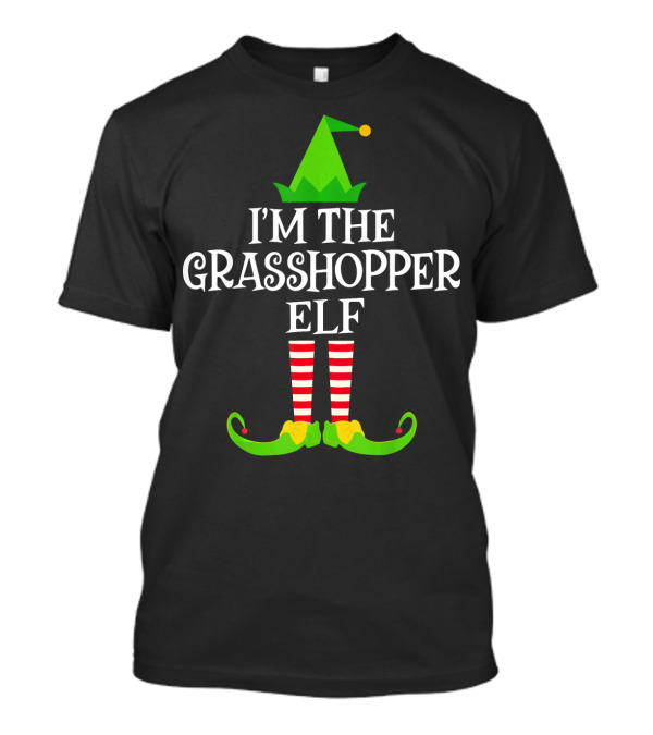 I'M THE GRASSHOPPER ELF Striped Legs Pointy Hat Shoes T-Shirt