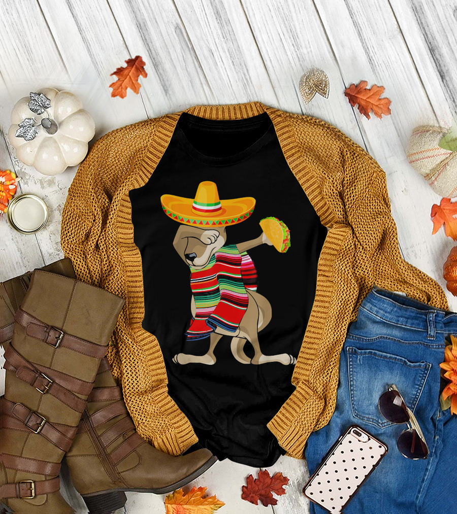 Kangaroo Dabbing Sombrero Taco Cinco de Mayo T-Shirt