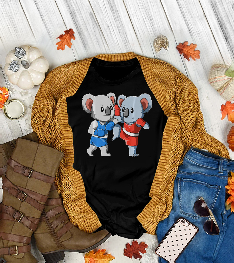 Koala Muay Thai Nak Muay Kickboxing Sparring Cartoon T-Shirt