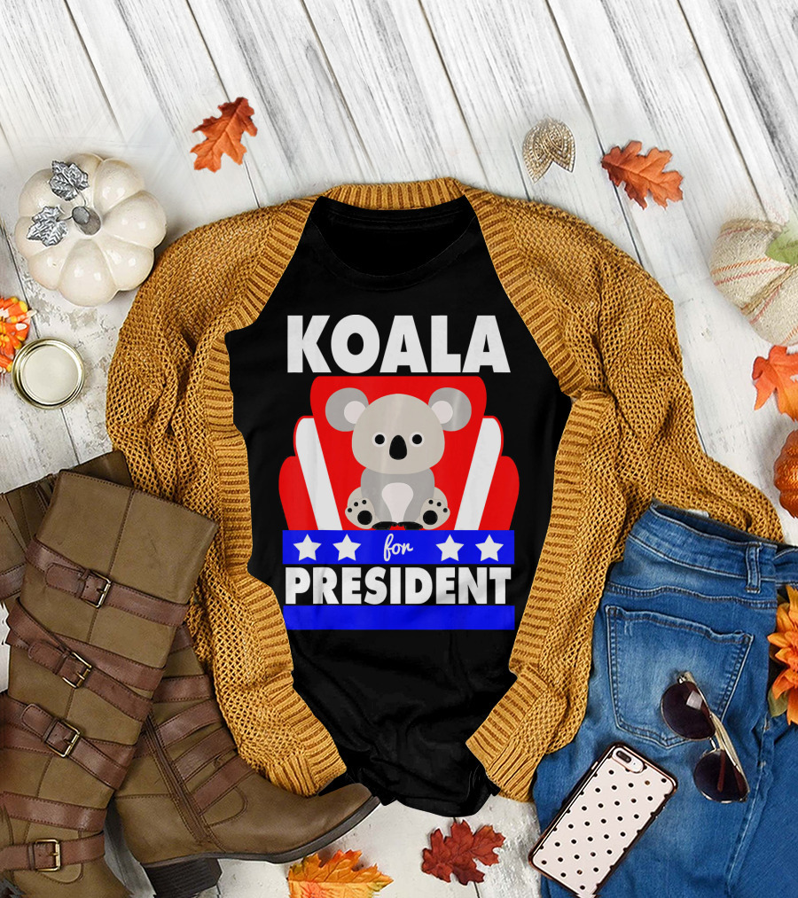 Koala for President with Stars and Red White Blue Scheme T-Shirt