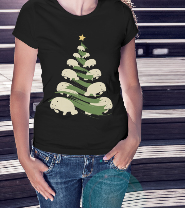 Manatee Christmas Tree With Star T-Shirt