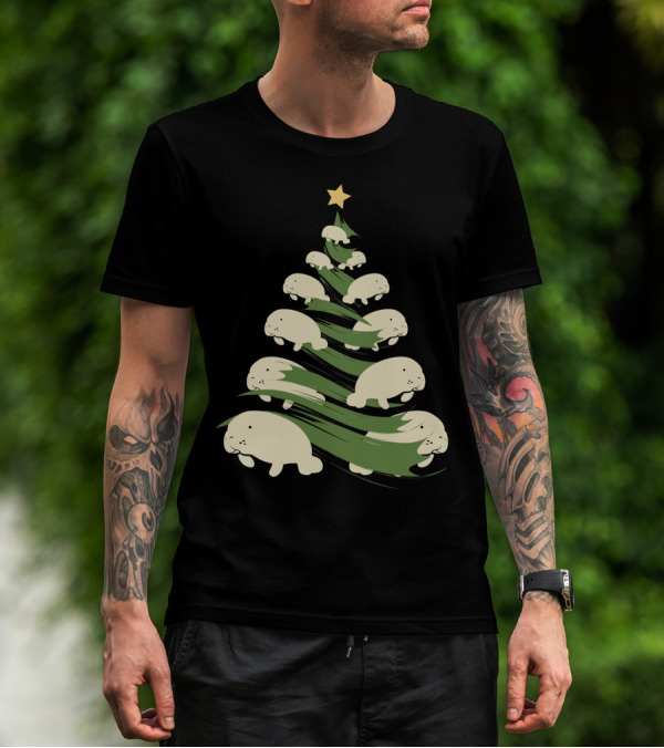 Manatee Christmas Tree With Star T-Shirt