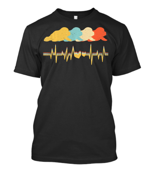 Manatee Retro Vintage Heartbeat Colorful Silhouette EKG T-Shirt