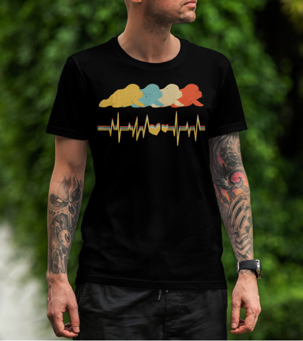 Manatee Retro Vintage Heartbeat Colorful Silhouette EKG T-Shirt