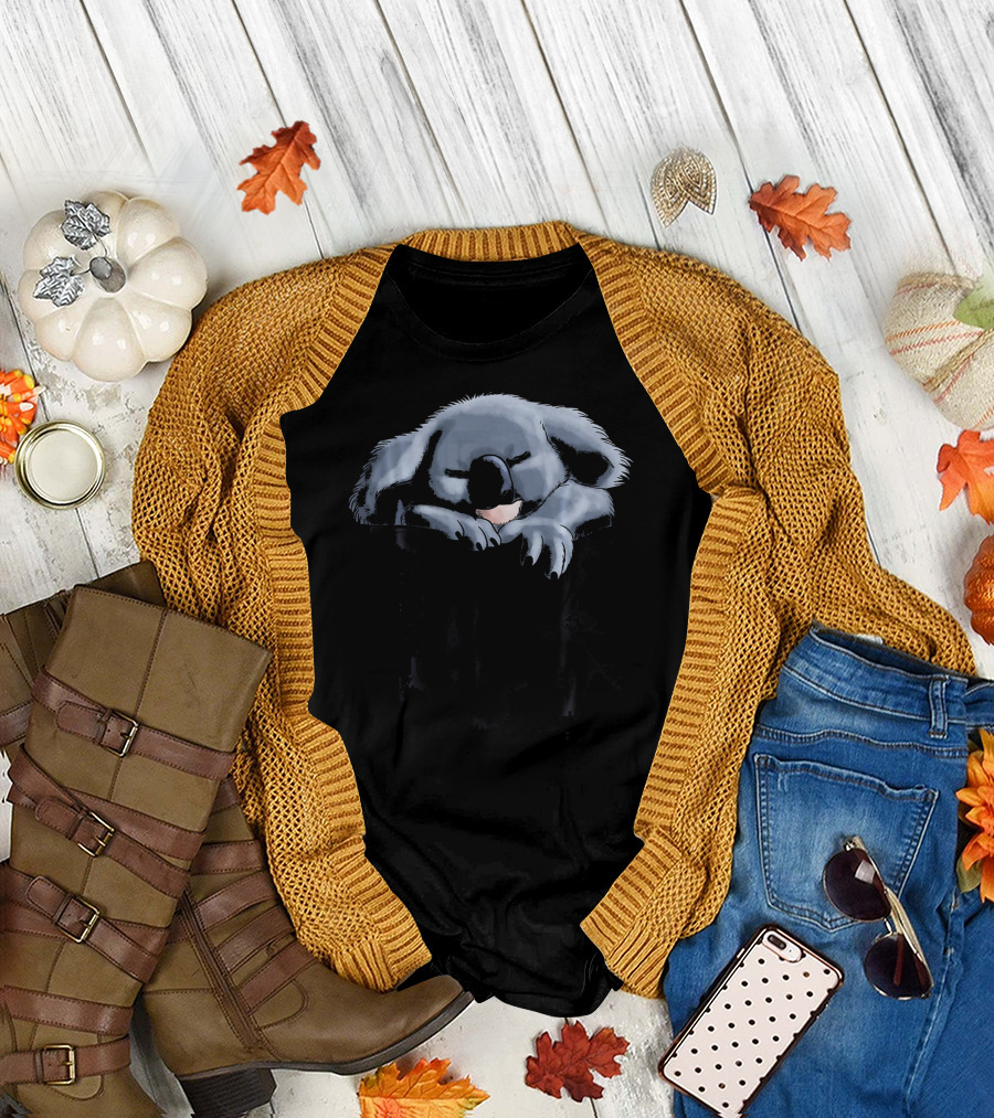 Koala Sleeping in Bed Sloth Kawa Peaceful Nighttime Rest T-Shirt