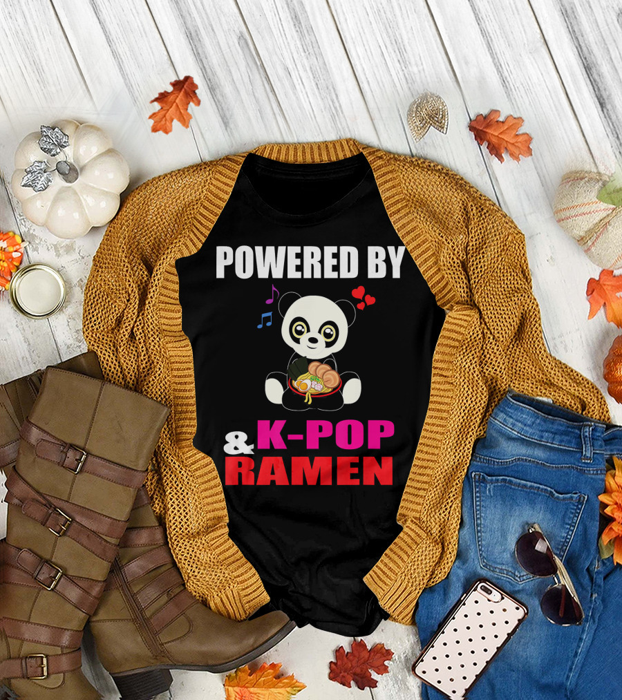 Powered by K-Pop Ramen Panda Music T-Shirt