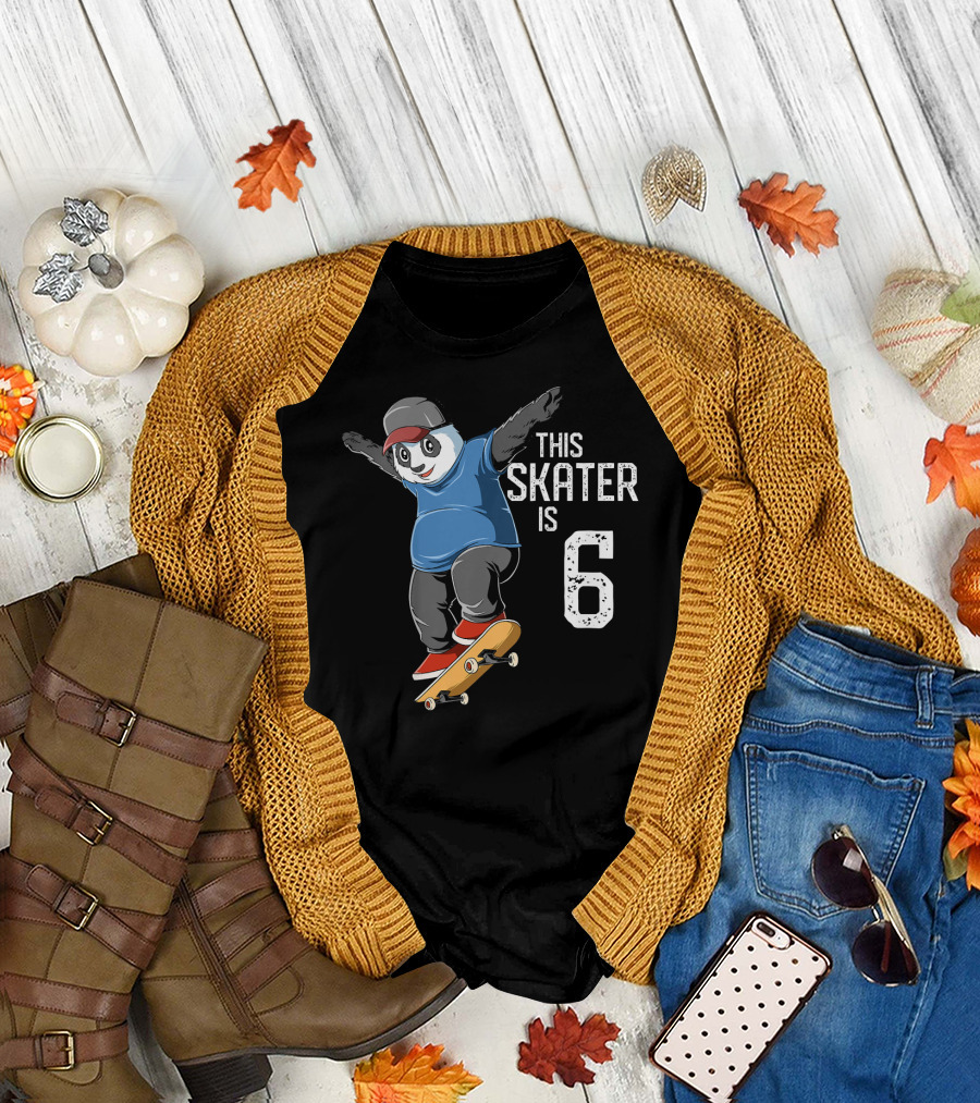 This Skater Is 6 Panda Skater T-Shirt