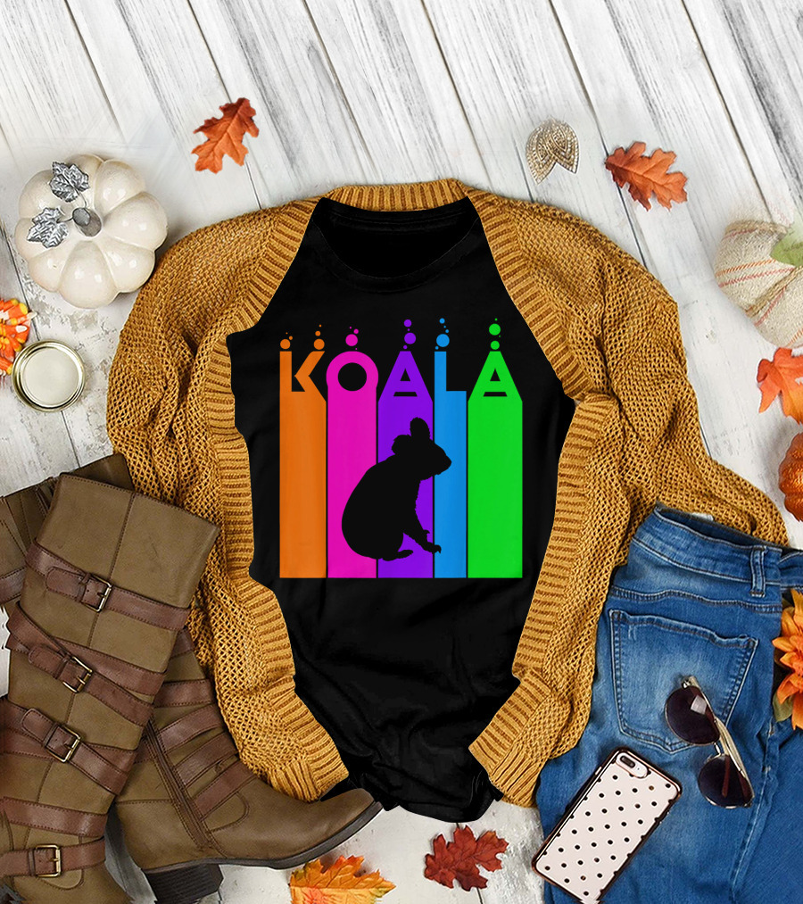 Koala Silhouette Rainbow Stripes Animal Lover T-Shirt