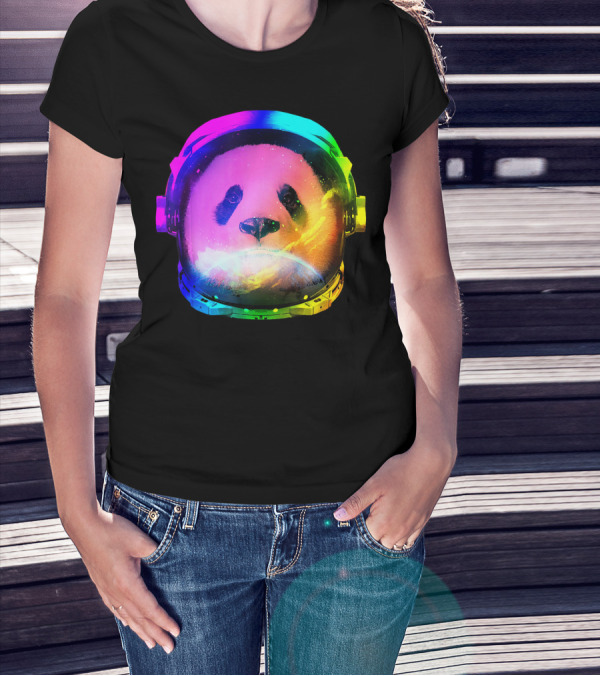 Panda Astronaut Rainbow Cool Space Galaxy T-Shirt