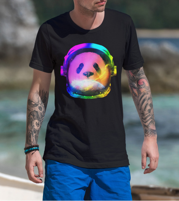 Panda Astronaut Rainbow Cool Space Galaxy T-Shirt