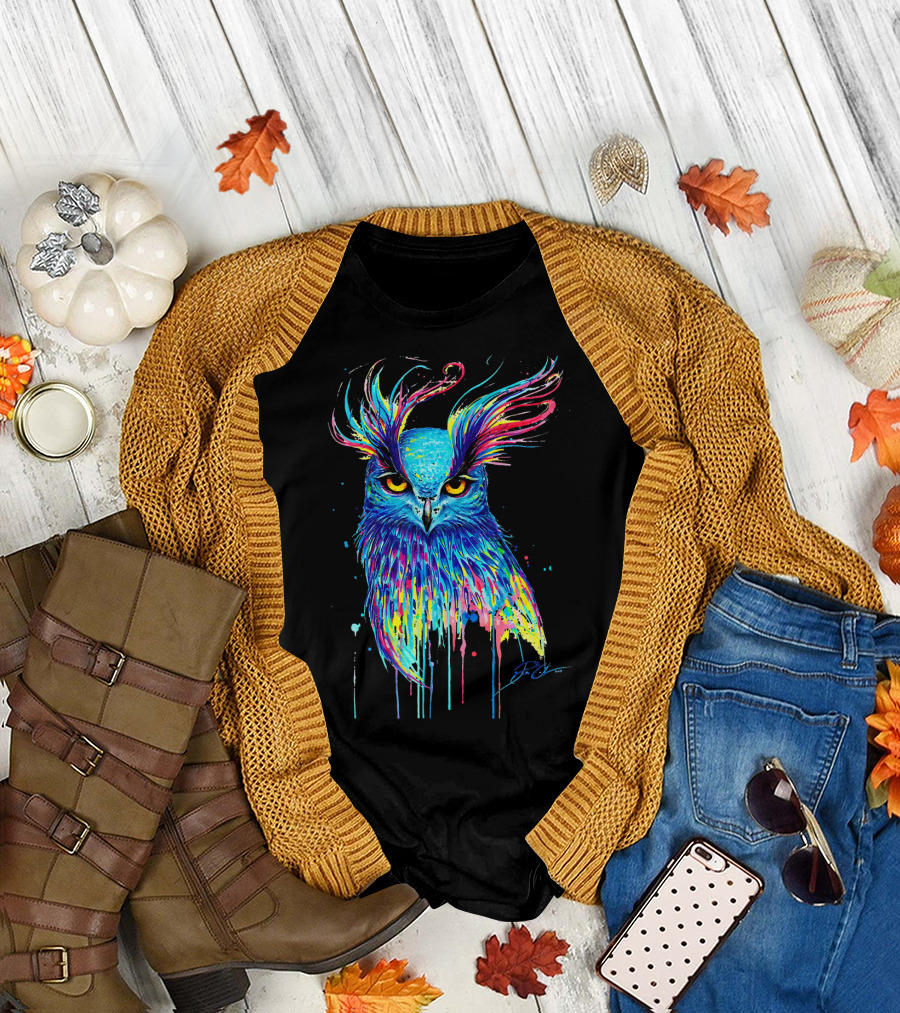Owl Lover Rainbow Ornit Vibrant Colorful Owl T-Shirt