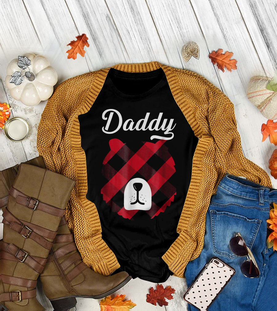 Daddy Bear Red Plaid Buffalo Print T-Shirt