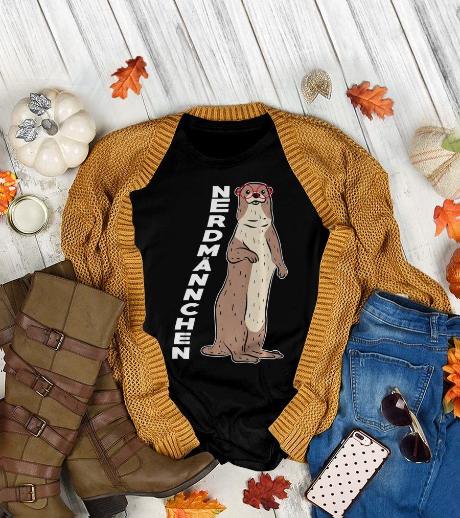Nerdmännchen Meerkat Glasses Funny Anim T-Shirt